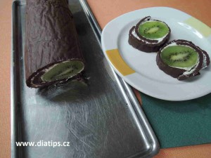 kakaová roláda s kiwi se snadno krájí na plátky