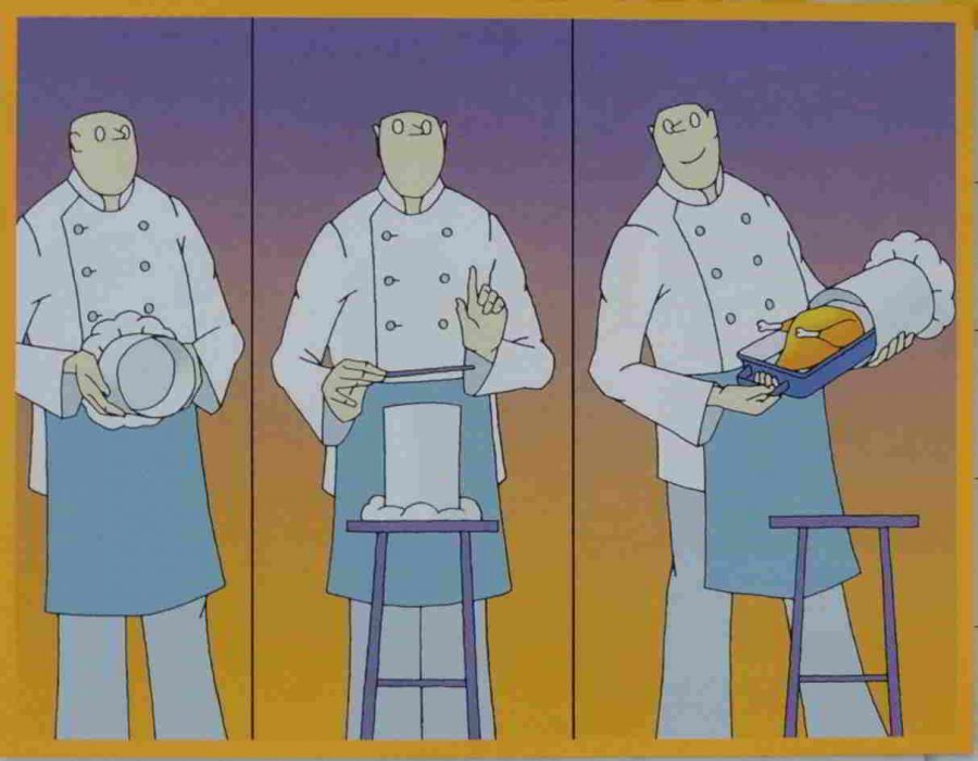 tři kuchaři jako kouzelníci vyčarují pečenou kachnu